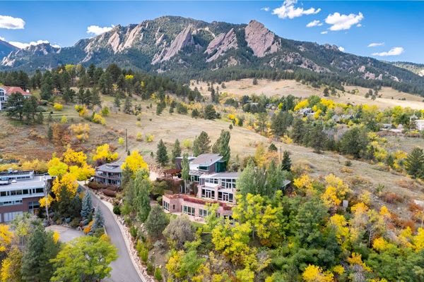 Drone shot of home with mountains in the background